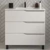 Cosyneo Meuble sous vasque seul, 3 tiroirs, 60cm, simple vasque - blanc mat - MATA