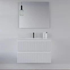 Meuble Sous Lavabo|Cosyneo Meuble sous vasque seul, 2 tiroirs, 80cm, simple vasque - blanc mat - RIBERA
