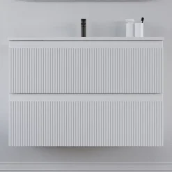 Meuble Sous Lavabo|Cosyneo Meuble sous vasque seul, 2 tiroirs, 80cm, simple vasque - blanc mat - RIBERA