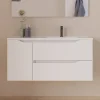 Meuble Sous Lavabo|Cosyneo Meuble sous vasque seul, 2 tiroirs et 1 porte, 100cm, vasque déportée droite - blanc mat - ZARZA