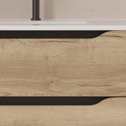 Meuble Sous Lavabo|Cosyneo Meuble sous vasque seul, 2 tiroirs et 1 porte, 120cm, vasque déportée droite - madera miel (bois clair) - ZARZA