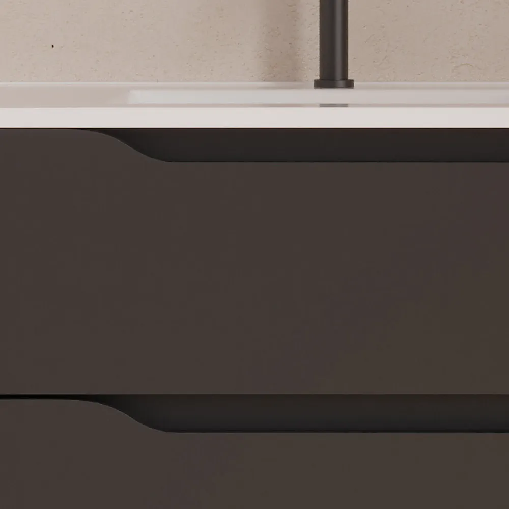 Meuble Sous Lavabo|Cosyneo Meuble sous vasque seul, 2 tiroirs et 1 porte, 100cm, vasque déportée gauche - noir - ZARZA