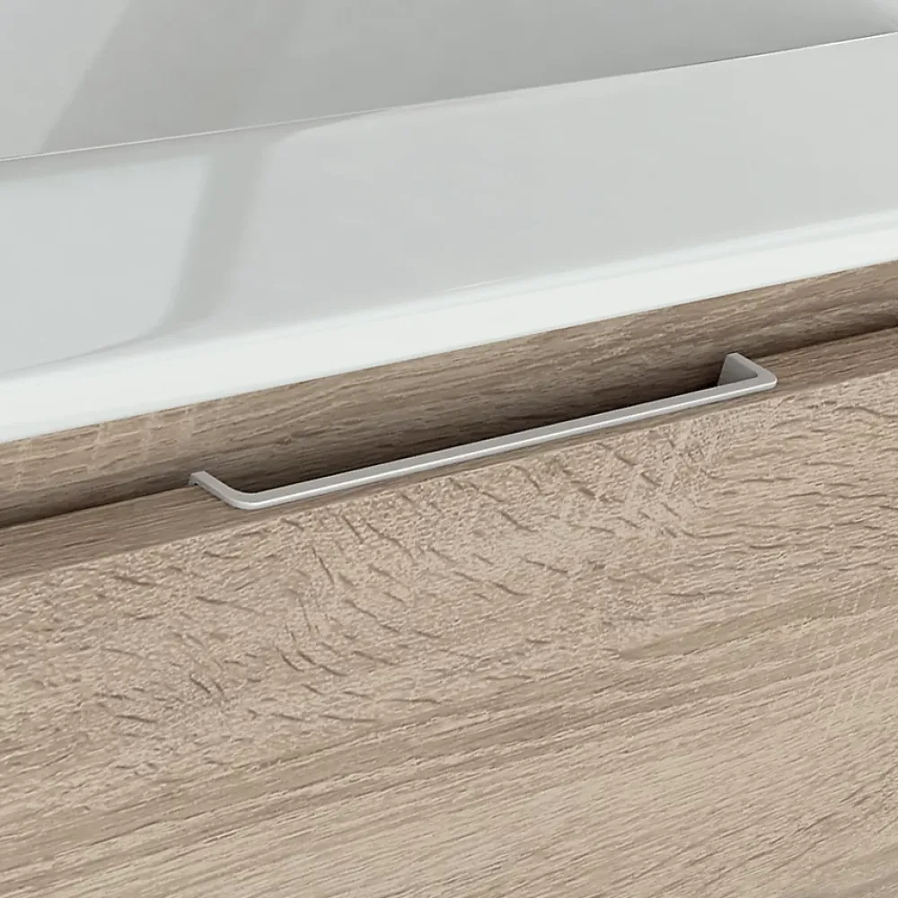 Meuble Sous Lavabo|Cosyneo Meuble sous vasque seul, 3 tiroirs, 80cm, simple vasque - ciment (gris) - TIRIS