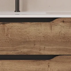 Meuble Sous Lavabo|Cosyneo Meuble sous vasque seul, 2 tiroirs et 1 porte, 120cm, vasque déportée droite - tabaco (bois foncé) - ZARZA