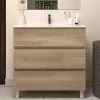 Cosyneo Meuble sous vasque seul, 3 tiroirs, 60cm, simple vasque - nebraska (chêne clair) - MAYOR