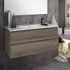 Cosyneo Meuble sous vasque seul, 2 tiroirs, 80cm, simple vasque - britannia (chêne foncé) - IRIS