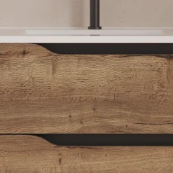 Meuble Sous Lavabo|Cosyneo Meuble sous vasque seul, 2 tiroirs et 1 porte, 80cm, vasque déportée gauche - tabaco (bois foncé) - ZARZA