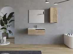 Meuble Sous Lavabo|Cosyneo Meuble sous vasque seul, 1 tiroir, 80cm, simple vasque - madera miel (chêne clair) - CADIX