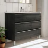 Meuble Sous Lavabo|Cosyneo Meuble sous vasque seul, 3 tiroirs, 80cm, simple vasque - ebony (bois noir) - PALMA