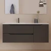 Meuble Sous Lavabo|Cosyneo Meuble sous vasque seul, 2 tiroirs et 1 porte, 120cm, vasque déportée gauche - noir - ZARZA