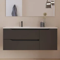 Meuble Sous Lavabo|Cosyneo Meuble sous vasque seul, 2 tiroirs et 1 porte, 120cm, vasque déportée gauche - noir - ZARZA