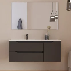 Meuble Sous Lavabo|Cosyneo Meuble sous vasque seul, 2 tiroirs et 1 porte, 120cm, vasque déportée gauche - noir - ZARZA
