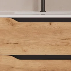 Meuble Sous Lavabo|Cosyneo Meuble sous vasque seul, 2 tiroirs et 1 porte, 100cm, vasque déportée gauche - roble (bois clair) - ZARZA