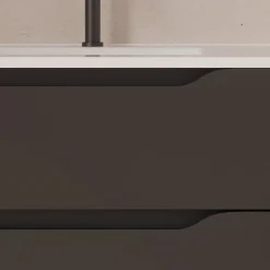 Meuble Sous Lavabo|Cosyneo Meuble sous vasque seul, 2 tiroirs et 1 porte, 120cm, vasque déportée droite - noir - ZARZA