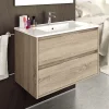 Meuble Sous Lavabo|Cosyneo Meuble sous vasque seul, 2 tiroirs, 80cm, simple vasque - cambrian (chêne clair) - IRIS