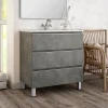 Meuble Sous Lavabo|Cosyneo Meuble sous vasque seul, 3 tiroirs, 70cm, simple vasque - ciment (gris) - PALMA