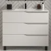 Cosyneo Meuble sous vasque seul, 3 tiroirs, 70cm, simple vasque - blanc mat - MATA