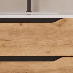 Cosyneo Meuble sous vasque seul, 2 tiroirs et 1 porte, 100cm, vasque déportée droite - roble (bois clair) - ZARZA