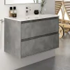 Meuble Sous Lavabo|Cosyneo Meuble sous vasque seul, 2 tiroirs, 100cm, simple vasque - ciment (gris) - IRIS