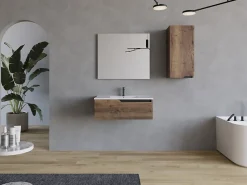 Meuble Sous Lavabo|Cosyneo Meuble sous vasque seul, 1 tiroir, 80cm, simple vasque - tabaco (chêne foncé) - CADIX