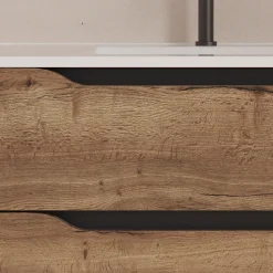 Meuble Sous Lavabo|Cosyneo Meuble sous vasque seul, 2 tiroirs et 1 porte, 120cm, vasque déportée gauche - tabaco (bois foncé) - ZARZA