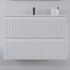 Cosyneo Meuble sous vasque seul, 2 tiroirs, 60cm, simple vasque - blanc mat - RIBERA