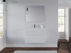 Cosyneo Meuble sous vasque seul, 2 tiroirs, 60cm, simple vasque - blanc mat - RIBERA