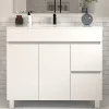 Cosyneo Meuble sous vasque seul, 2 tiroirs et 2 portes, 100cm, simple vasque - blanc brillant - HARO