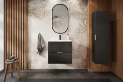 Meuble Sous Lavabo|Furnidea Meuble sous vasque sur pieds FLOW noir 60 cm