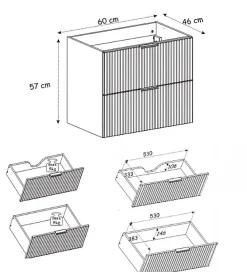 Meuble Sous Lavabo|Furnidea Meuble sous vasque sur pieds FLOW noir 60 cm