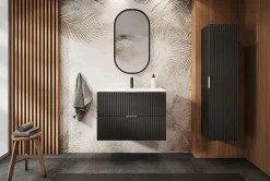 Meuble Sous Lavabo|Furnidea Meuble sous vasque sur pieds FLOW noir 80 cm