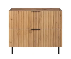 Meuble Sous Lavabo|Furnidea Meuble sous vasque sur pieds FLOW chêne craft 80 cm