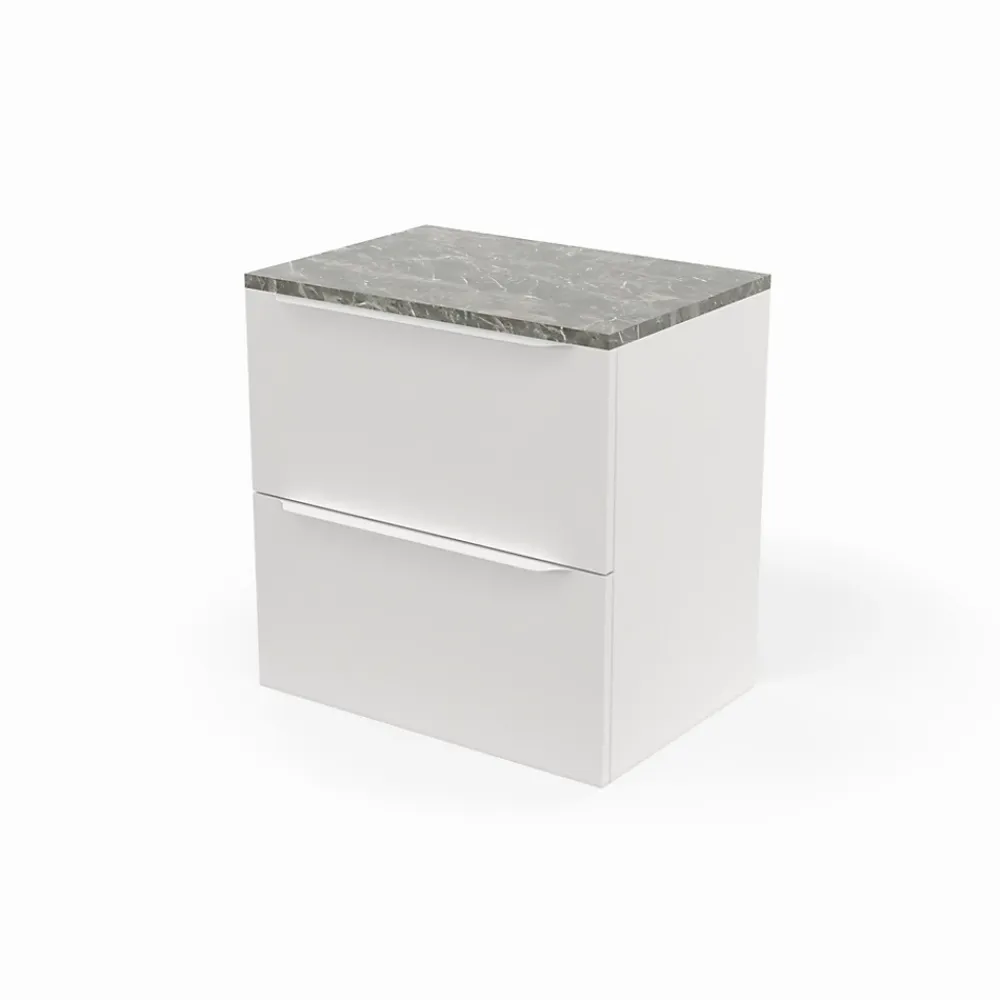 Meuble Buanderie|GoodHome Meuble sous vasque suspendu blanc mat l.60 x H.60 x P.45 cm, Imandra