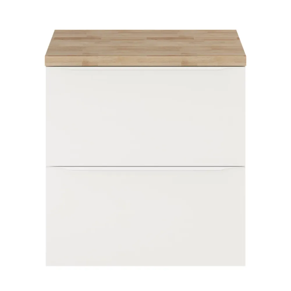 Meuble Buanderie|GoodHome Meuble sous vasque suspendu blanc mat l.60 x H.60 x P.45 cm, Imandra