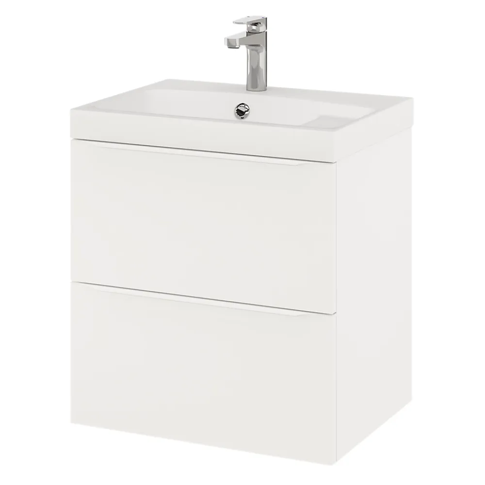 Meuble Buanderie|GoodHome Meuble sous vasque suspendu blanc mat l.60 x H.60 x P.45 cm, Imandra