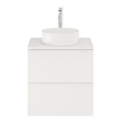 Meuble Buanderie|GoodHome Meuble sous vasque suspendu blanc mat l.60 x H.60 x P.45 cm, Imandra