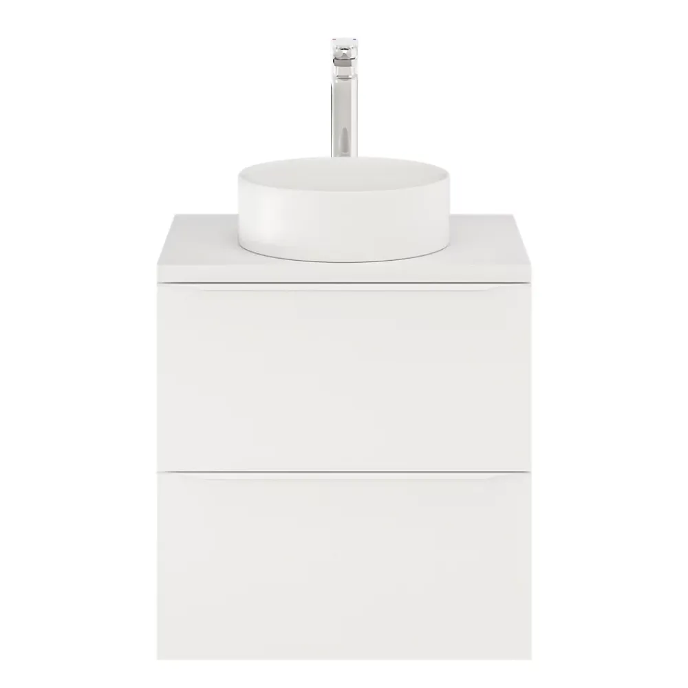 Meuble Buanderie|GoodHome Meuble sous vasque suspendu blanc mat l.60 x H.60 x P.45 cm, Imandra