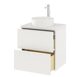 Meuble Buanderie|GoodHome Meuble sous vasque suspendu blanc mat l.60 x H.60 x P.45 cm, Imandra
