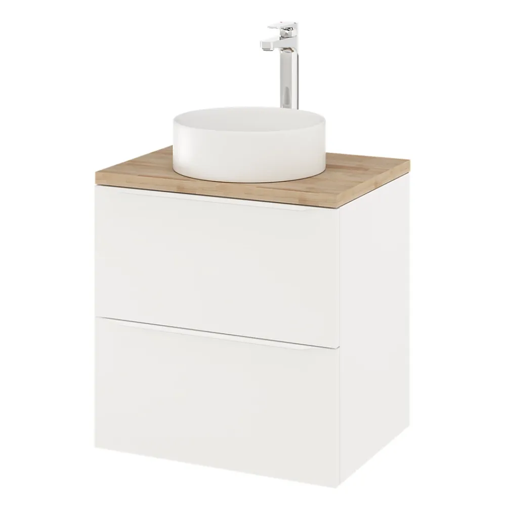 Meuble Buanderie|GoodHome Meuble sous vasque suspendu blanc mat l.60 x H.60 x P.45 cm, Imandra
