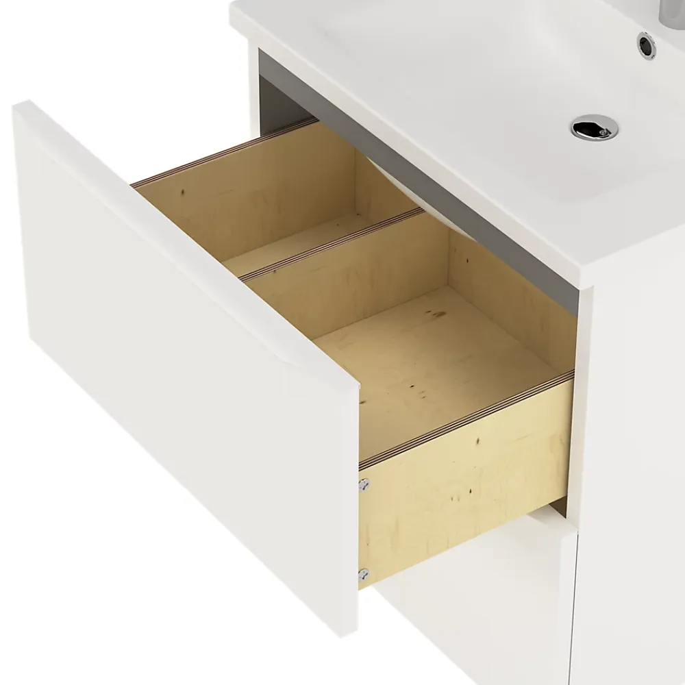 Meuble Buanderie|GoodHome Meuble sous vasque suspendu blanc mat l.60 x H.60 x P.45 cm, Imandra
