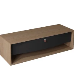 Meuble Buanderie|Decotec Meuble sous vasque suspendu noir mat 1 tiroir l.140 x H.40 x P.50 cm, Havana