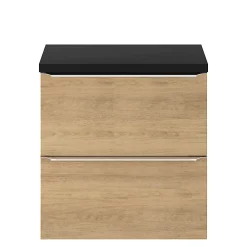 GoodHome Meuble sous vasque suspendu effet chêne l.60 x H.60 x P.45 cm, Imandra