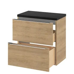 GoodHome Meuble sous vasque suspendu effet chêne l.60 x H.60 x P.45 cm, Imandra
