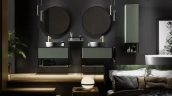 Meuble Sous Lavabo|Furnidea Meuble sous vasque suspendu LOV avec porte-serviettes vert et noir 60 cm