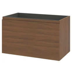 Meuble Sous-Vasque|GoodHome Meuble sous vasque suspendu effet noyer 2 tiroirs l.80 x H.48 x P.45 cm Levanna