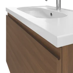 Meuble Sous-Vasque|GoodHome Meuble sous vasque suspendu effet noyer 2 tiroirs l.80 x H.48 x P.45 cm Levanna