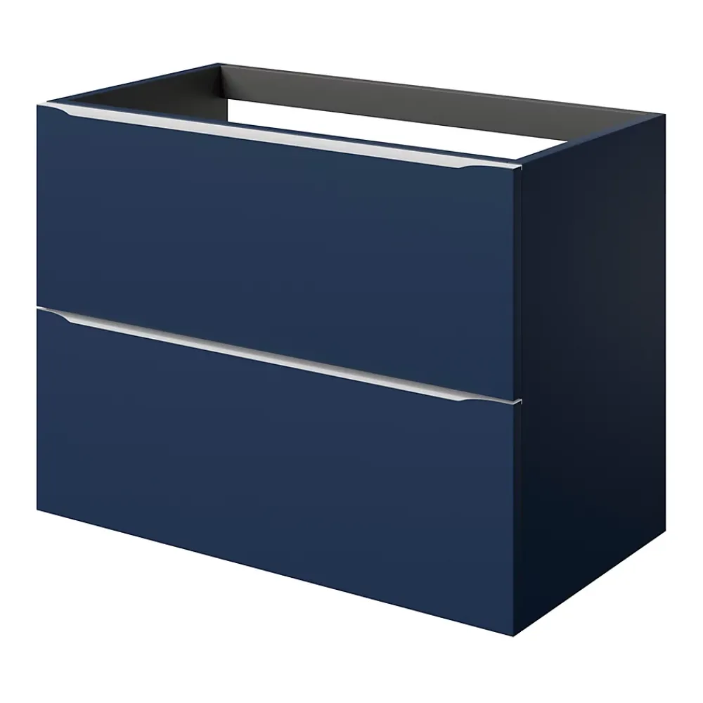 Meuble Buanderie|Meuble De Salle De Bains Faible Profondeur|GoodHome Meuble sous vasque suspendu bleu nuit mat l.80 x H.60 x P.45 cm, Imandra