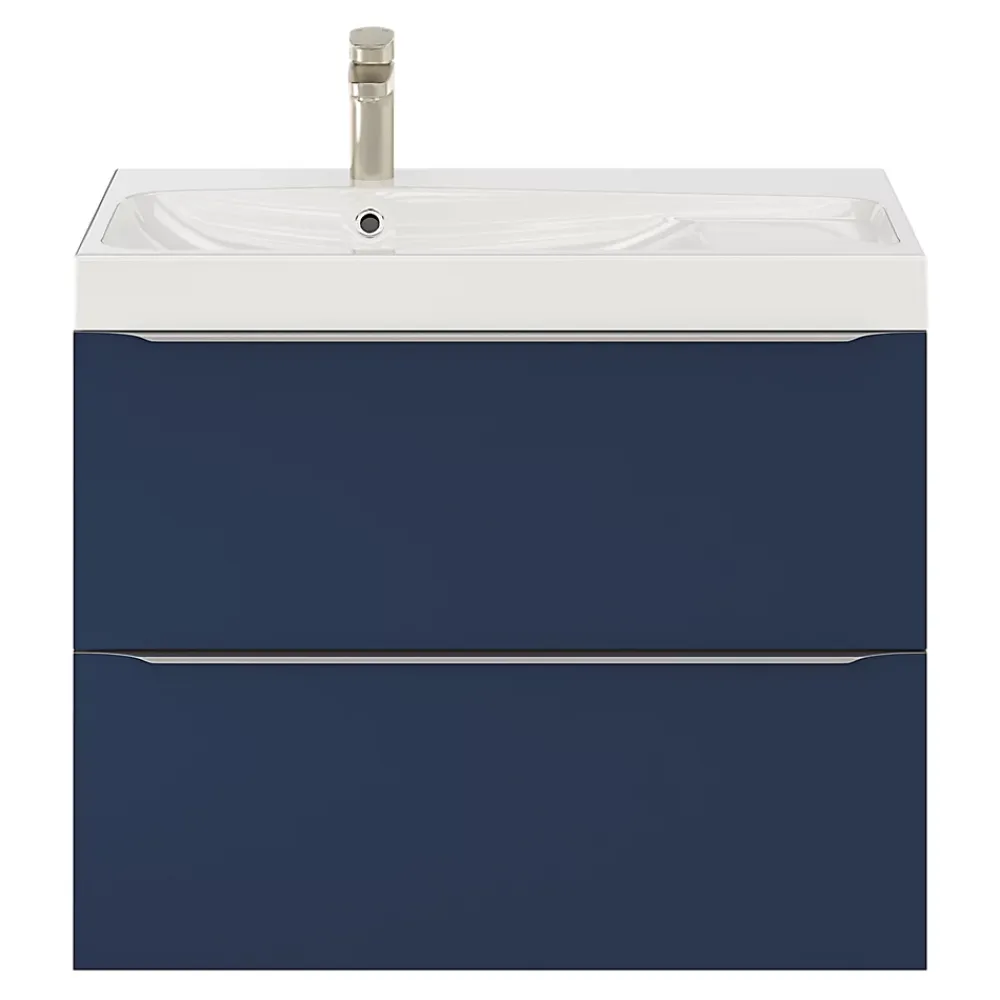 Meuble Buanderie|Meuble De Salle De Bains Faible Profondeur|GoodHome Meuble sous vasque suspendu bleu nuit mat l.80 x H.60 x P.45 cm, Imandra
