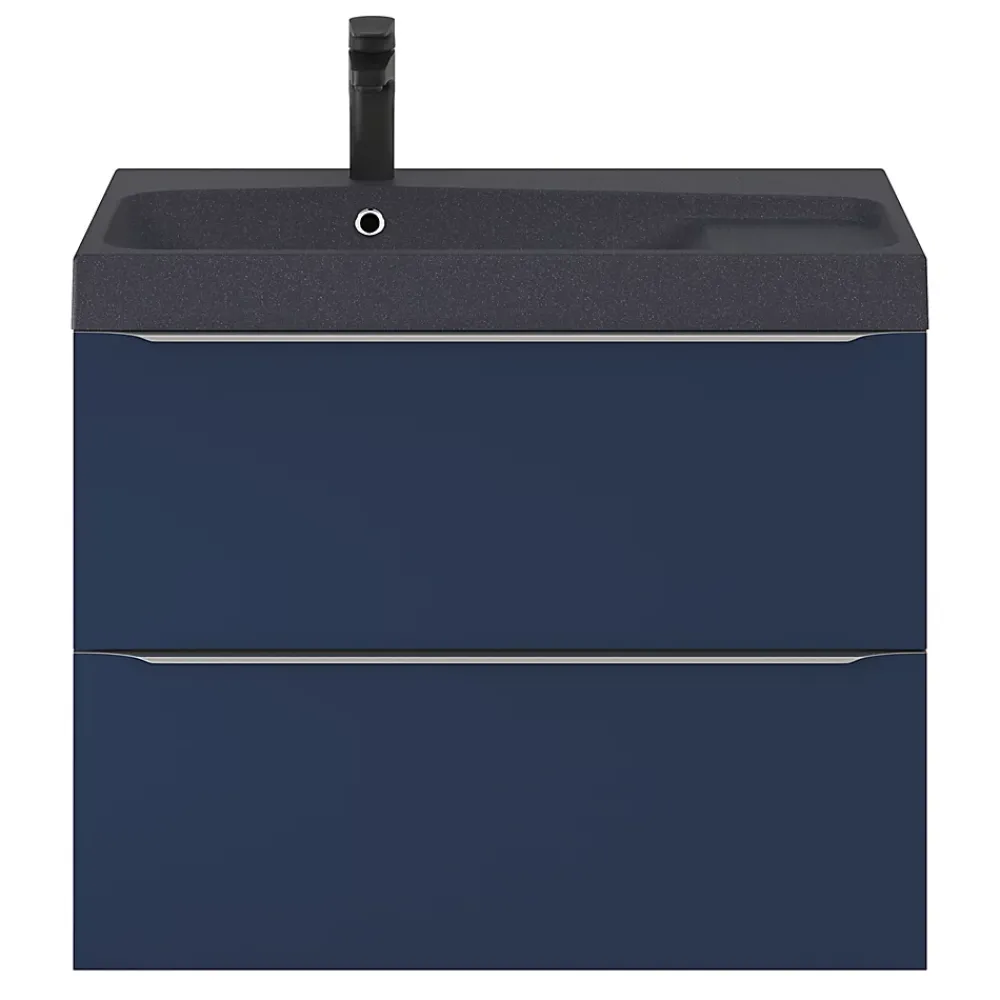Meuble Buanderie|Meuble De Salle De Bains Faible Profondeur|GoodHome Meuble sous vasque suspendu bleu nuit mat l.80 x H.60 x P.45 cm, Imandra