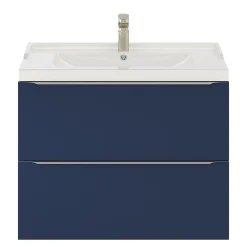 Meuble Buanderie|Meuble De Salle De Bains Faible Profondeur|GoodHome Meuble sous vasque suspendu bleu nuit mat l.80 x H.60 x P.45 cm, Imandra
